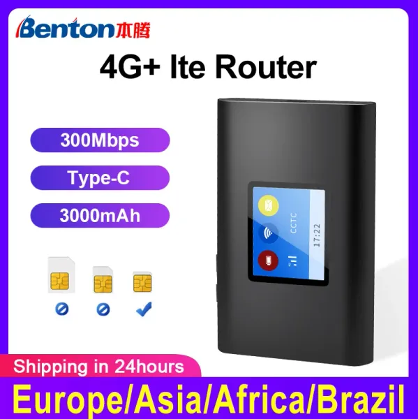 Routers Benton Desbloqueo Mifi Portable 4G+ LTE CAT 6 Enrutador de bolsillo inalámbrico 300Mbps Modem de automóvil al aire libre Amplificador Wifi Hotspot SIM Ranura