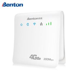 Routers Benton Unlocked 4G LTE WiFi Router 300 Mbps Home Wireless CPE Modem Sim -kaart Onbeperkt met Dual Antenne Netwrok Wan/LAN -poort