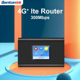 Routers Benton Wireless Router Ontgrendel mifi Portable Modem 4G+ LTE Cat 6 300Mbps Buitenzak WiFi Hotspot met SIM -kaartsleuf