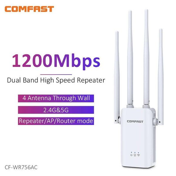 Routers CFWR756AC 1200 Mbps Répéteur de wifi 2.4g 5G Gigabit Wireless Extender avec 4 antennes externes