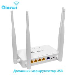 Routers CIOSWI WE1626 Wireless WiFi Router 4LAN 300 Mbps 4 Antenne USB Omni 2 OpenWrt Firmware Toegangspunt DC 12V 1A voor Home