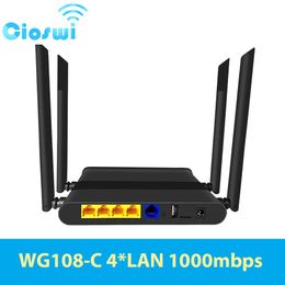Routers Cioswi WiFi Router 1200 Mbps Dual Band Openwrt Firewall 5.8GHz Gigabit 4lan High gain 4 * 5dbi Antennes pour hotspot à domicile