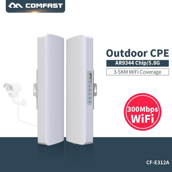 Routers Comfast 300 Mbps 5G Wiless Outdoor WiFi Long Range CPE 2 * 14DBI Antenne Wi Fi Router Router Access Point Bridge AP CFE312A V2