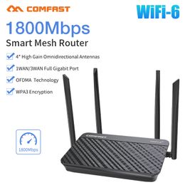 Routers Comfast XR11 WiFi 6 Wi Fi Router Gigabit 2.4G 5.0GHz Dual-band 1800Mbps versterker Mesh WiFi 4 Hoge versterking Omnidirectionele antenne 230206