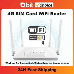 Routeurs DBIT WiFi Router Modem 4G WiFi SIM Card LTE Router 4 * 5DBI Antenne haute vitesse Support de signal stable 30 Appareils Partagez le trafic