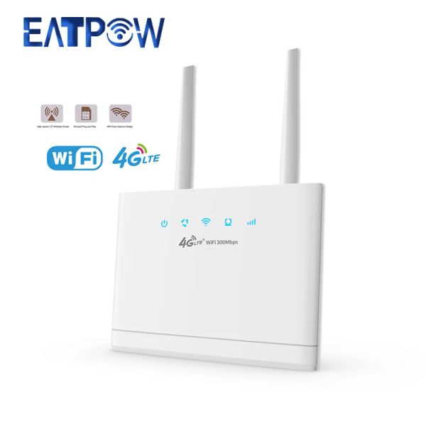 Routeurs Eatpow 4G Router WiFi SIM Carte 300 Mbps LTE Wiless WiFi Router HomeSpot support 4G à LAN Port 16 Utilisateurs WiFi