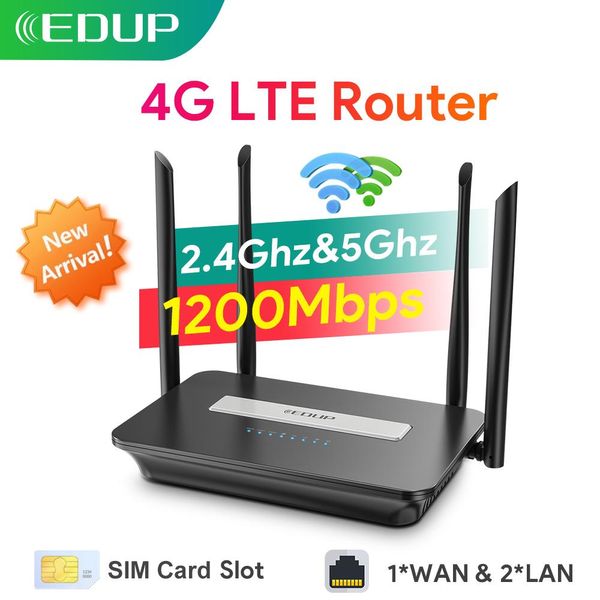 Routeurs EDUP 5GHz Router WiFi 4G Router LTE 1200 Mbps Cat4 WiFi Router Modem 3G / 4G SIM Card Router Dual Band WiFi Repeater Home Office Home