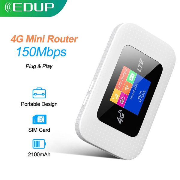 Enrutadores edup al aire libre 4g enrutador portátil mini enrutador 3g 4g de bolsillo para exteriores wifi móvil sim enrutador universal enrutador mifi desbloqueado