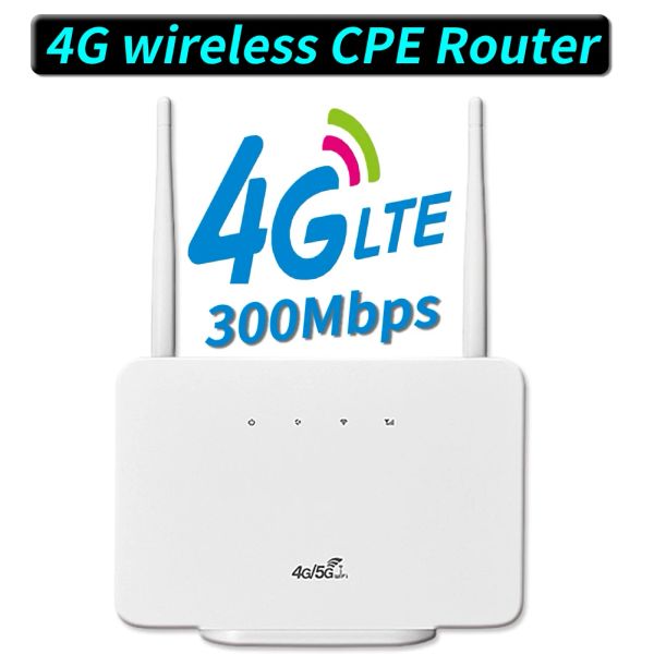 Routers Router WiFi sans fil EU / US 4G 300 Mbps 4G LTE CPE Router Modem RJ45 LAN WAN Antenne externe Hotspot sans fil avec fente de carte SIM