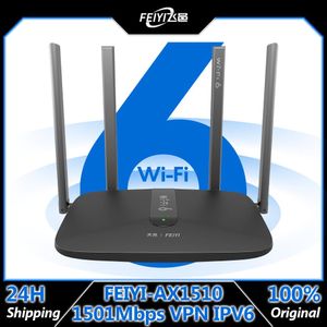 Routers Feiyi Ax1510 WiFi Router Signal Booster Repeater Uitvang Gigabit -versterker WiFi 6 DualBand 5GHz/2,4 GHz VPN WiFi Router voor Home