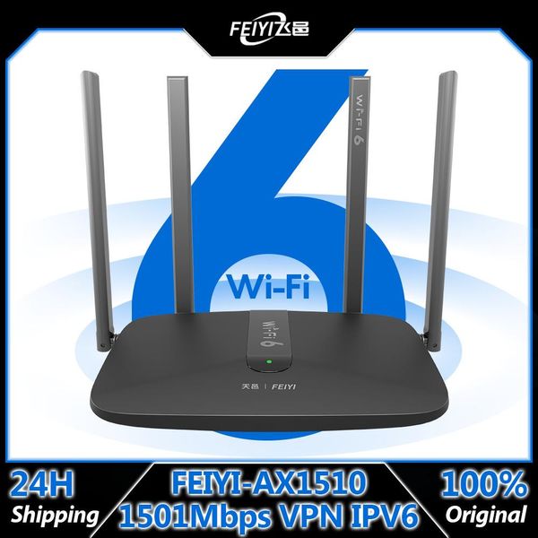 Routers Feiyi AX1510 Wifi Router Signal Booster Repetidor extender Gigabit Amplifier Wifi 6 Dualbandas 5GHz/2.4GHz VPN WiFi Router para casa