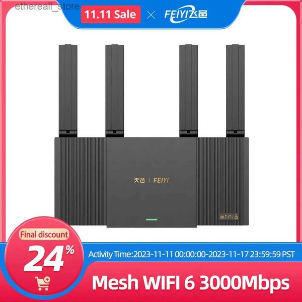 Routeurs FEIYI WiFi 6 routeur AX3000 double bande 2.4G Wifi6 maille routeur 5GHz Full Gigabit Ethernet RJ45 Ports WIFI 6 maille répéteur amplificateur Q231114