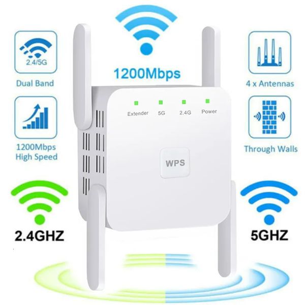 Routeurs FSU 5G WiFi répéteur Wifi amplificateur Extender réseau Booster 1200Mbps longue portée réseau sans fil internet 231018