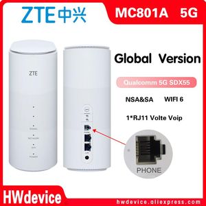 Routers Global Version New ZTE MC801A CPE 5G ROUTER WIFI 6 SDX55 NSA + SA N78 / 79/41/1/28 4G / 5G avec appel de port téléphonique RJ11