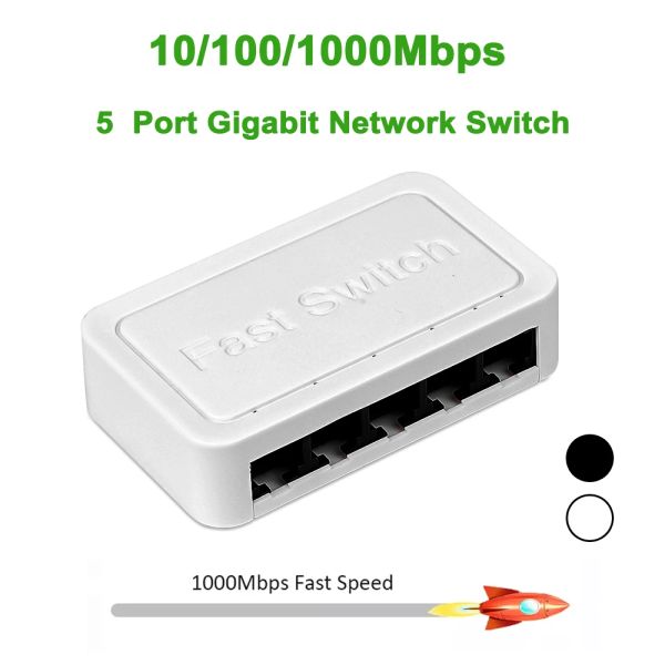 Routers KeBidumei Mini Gigabit Network Switch 5 Puerto Ethernet Switch ESCRITOR DEL ESCRITO DEL ESCRITO 10/100 / 1000MBPS RJ45 HUB WiFi Enrutador