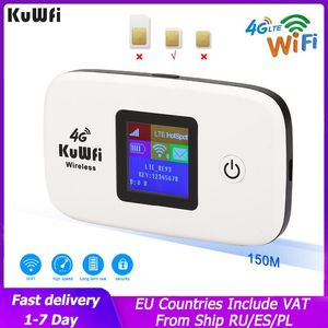 Routers Kuwfi 150 Mbps 4G Router Hotspot Router portable WiFi Router Pocket Mobile Modem WiFi avec SIM Card Slot 2100mAh Batterie