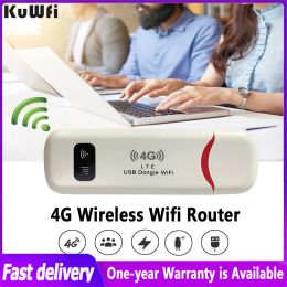 Routers KUWFI 150 Mbps 4G LTE USB WiFi Router Wireless Router Modem Dongle Sim Card Pocket WiFi Hotspot voor kantoorreizen WiFi -dekking