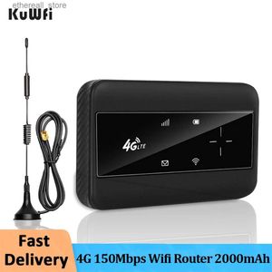 Routers KuWFi 150 mbps LTE Router Draadloos Wifi Draagbaar Modem met Simkaartsleuf Mini Outdoor Hotspot Pocket Mifi 4G Router 2000 mah Q231114