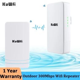 Routers Kuwfi 300 Mbps Répéteur de routeur WiFi extérieur 2,4 g Bridge WiFi Signal WiFi Amplificateur WiFi Range point au point 1 km