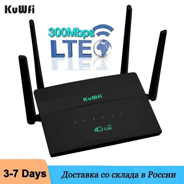 Routeurs kuwfi 300Mbps routeurs wifi déverrouillés à longue portée 4G répéteur wifi sans fil rj45 wan lan extender modem lte route support 32 utilisateurs