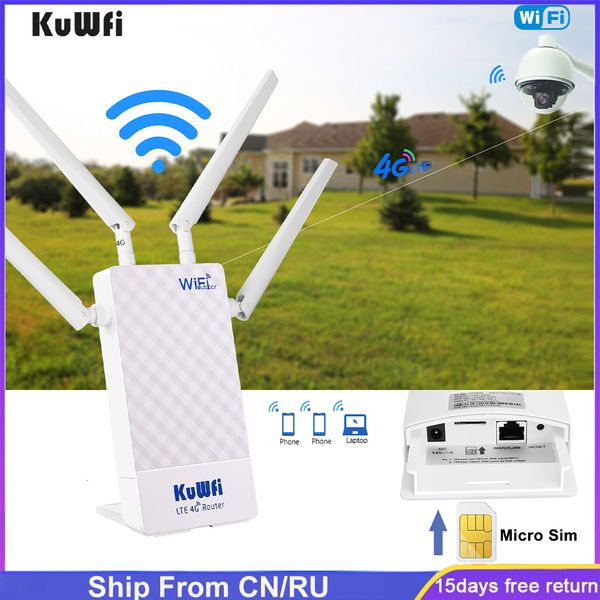 Enrutadores KuWFi 4G para exteriores, enrutador LTE, tarjeta SIM, WiFi, soporte impermeable, mapeo de puertos, configuración DMZ para cámara con interruptor POE de 48V 230712