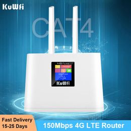 Routeurs kuwfi 4G router wifi 150 Mbps déverrouillé le routeur sans fil lte de carte SIM modem antenne externe wifi hotspot avec écran intelligent