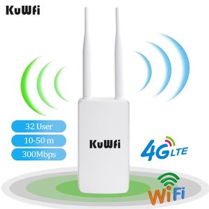 Enrutadores KuWFi 4G WiFi Router 300Mbps Inalámbrico Extensor de largo alcance Desbloqueado Exterior Impermeable LTE con tarjeta Sim 230712