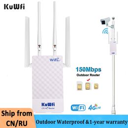 Routers KuWFi 4G WIFI Router Outdoor 150Mbps LTE Router 4G Simkaart Ondersteuning Poortfiltering MAC IP Instellingen Waterdicht Booster Extender 230725