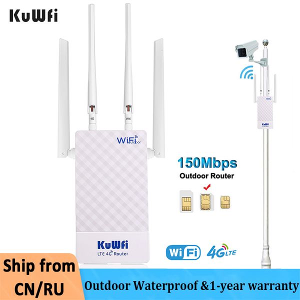 Enrutadores KuWFi 4G WIFI Enrutador Exterior 150Mbps LTE Enrutador 4G Soporte de tarjeta Sim Filtrado de puertos Configuración de MAC IP Extensor de refuerzo a prueba de agua 230718