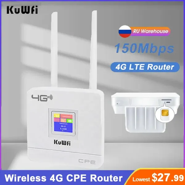 Routers Kuwfi CPF903 Router LTE 4G LTE 150 Mbps Portable WiFi Hotspot Wireless CPE WiFi Router 2 Antennes externes