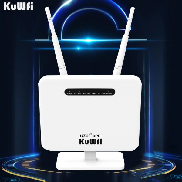 Routers Kuwfi LTE Router Déverrouillé 300 Mbps 4G Router Witerwireless Modem AP USIM Router Outdoor Hotspot Mobile Network 5DBI Antenne