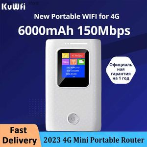 Routers Kuwfi Mobile Wifi Router 6000mAh Portable 3G 4G LTE Router 150Mbps de bolsillo para exteriores inalámbrico WiFi con la ranura de tarjeta SIM Q231114