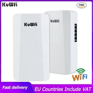 Routers Kuwfi Router Outdoor 300 Mbps Bridge WiFi sans fil extérieur P2P 1km Repeater WiFi sans fil CPE avec adaptateur POE 24V pour la caméra IP