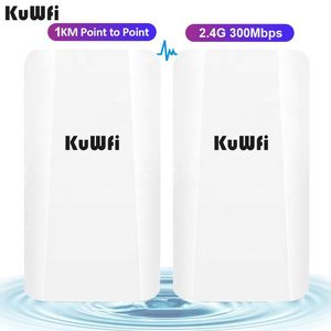 Routers Kuwfi Router Outdoor Outdoor P2P 1km Wiless WiFi Bridge 300 Mbps CPE sans fil avec adaptateur POE 24V pour la caméra IP