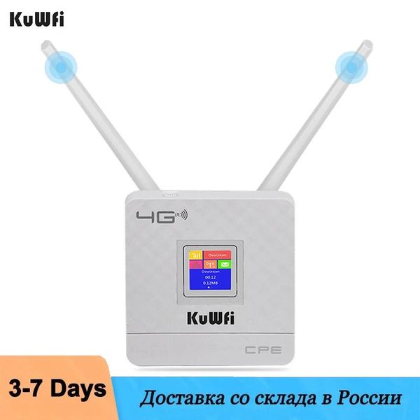 Routers Kuwfi Wifi Router con Tarjeta SIM Desbloquea Wireless 150Mbps 4G LTE Router con antenas externas a través de paredes admite WPA/WPA2