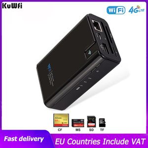 Routers Kuwfi Wireless Data Share Power Bank Wireless AP WiFi Router SD/TF/CF -kaartlezer Verbind draagbare SSD Hard schijf naar telefoon