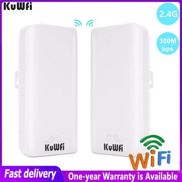 Routers Kuwfi Wiless Wiless WiFi Router Bridge 2,4 GHz Router extérieur 1 km Couverture de plage WiFi 300 Mbps Prime WiFi Router CPE Point d'accès WiFi