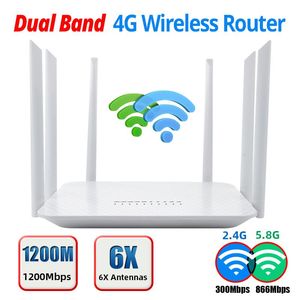 Routers LT260A Dual Band 2.4G 5.8 GHz 1200Mbps Modem 3G VPN 4G WiFi Router met Sim Card Slot Network Mobile WiFi Hotspot Unlock Europe