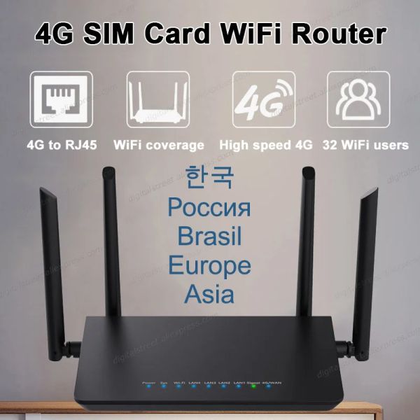 Routeurs LTE CPE 4G Router 300m Cat4 32 Utilisateurs WiFi RJ45 WAN LAN Modem sans fil 4G Carte SIM Router WiFi
