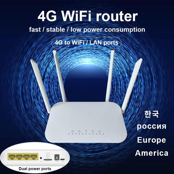 Routers LTE CPE 4G WiFi Router Sim Tarjeta Hotspot Cat4 32 Usuarios RJ45 Módem inalámbrico WAN LAN