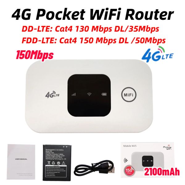 Routers MF800 Mifi 4G Universal Pocket WiFi Router 2100mAh Mobile Hotspot Modem sans fil déverrouillé avec SIM Card Slot Wide Coverage