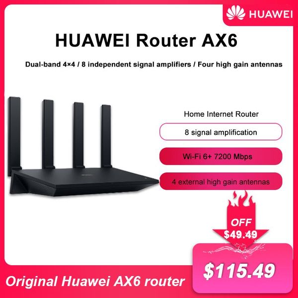 Routers Nouveaux Huawei WiFi Ax6 Double bande quatre antennes externes à gain élevé 8 canaux Mesh WiFi 6+ 7200Mbps 5 GHz Router WiFi Router