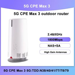 Routeurs nouveaux déverrouillés 5G CPE max 3 routeur extérieur CPE Mesh WiFi 6 NSA + SA 5G WiFi Extender Router 5G SIM Card Antenne Gain Support RJ45