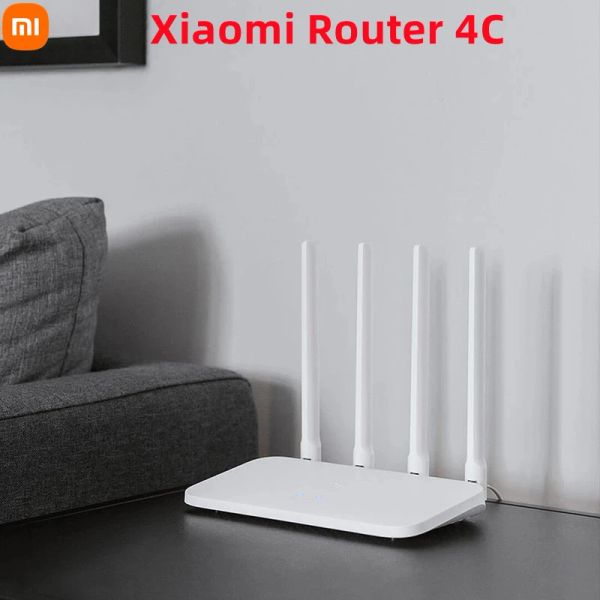 Routeurs Routeur WIFI d'origine Xiaomi 4C 64 mo de mémoire 802.11 b/g/n 2.4G 300Mbps 4 antennes sans fil 4G Mi routeurs contrôle d'application intelligent