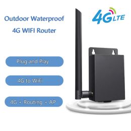 Routers Outdoor 4G LTE Wifi Router Sim Mobile Wireless CPE 5DBI Antena de la pared Montaje impermeable Router para IP Camara hasta 15 dispositivos