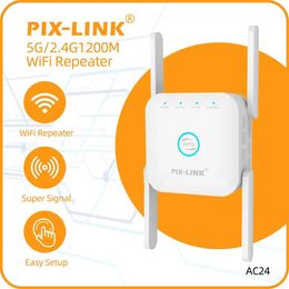 Routers PIX LINK AC24 1200 Mbps WiFi Range Extender 2,4,5 GHz Signaalversterker Repeater Cover tot 7500 m² met toegangspunt voor thuis 231019