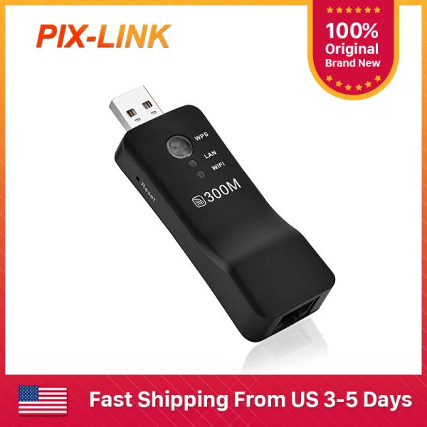 Routeurs Pixlink 300 Mbps Répéteur de répéteur WiFi Router WiFi Extender Repeater Adapter Adapter Network WPS AP Mode pour Smart TV UE01