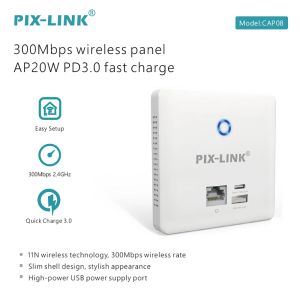 Routers Pixlink Cap08 AP 300m Punto de acceso 2.4G Router interior de alta potencia Cobertura omnidireccional Estación base WiFi Antena interna