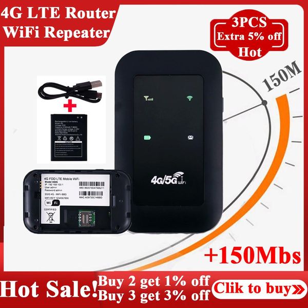 Routers Pocket 4G LTE Router WiFi Repeater Signal Amplificer Network Expander Mobile Hotspot Wireless MIFI Modem Router SIM Card Slot