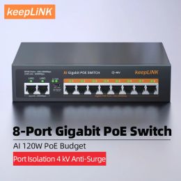 Routers Poe Switch 1000 Mbps 8 ports Network Gigabit Standard PoE Ethernet Switch 52V Intégrée intégrée pour CCTV IP Camera / WiFi Router